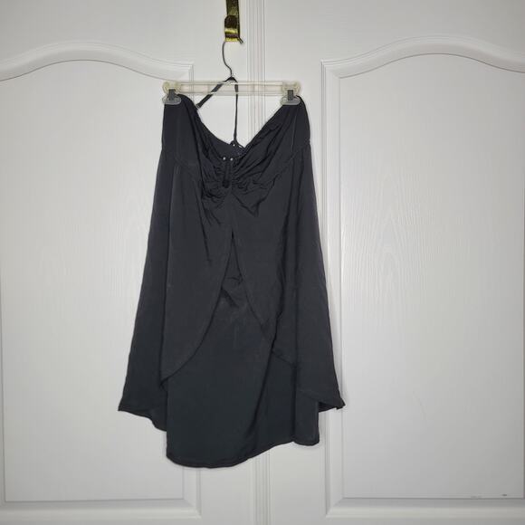 George XL Beach coverup black split front halter top removable strap lightweight - Picture 1 of 3